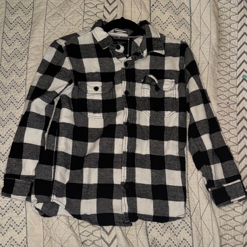 Denim & Flower | Black and White Flannel Shirt | Size 7